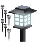 6 броя LED градински соларни лампи за алея и двор къщички